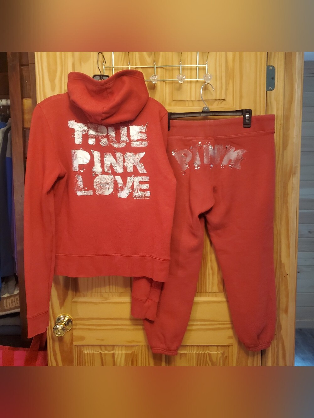 Victoria's Secret PINK Hoodie Sweatshirt Sweatpants Set LARGE RARE Y2K 2008
